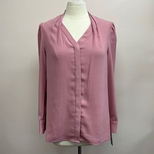 Tahari Long Sleeve Button Down Blouse in Makeup Pink